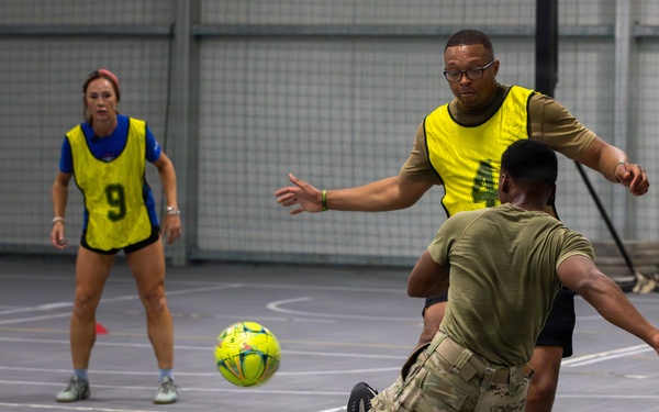 Soldiers attend soccer clinic held by professional players at Pabradė Training Area