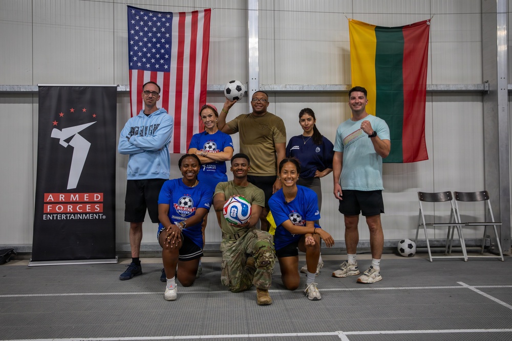 Soldiers attend soccer clinic held by professional players at Pabradė Training Area