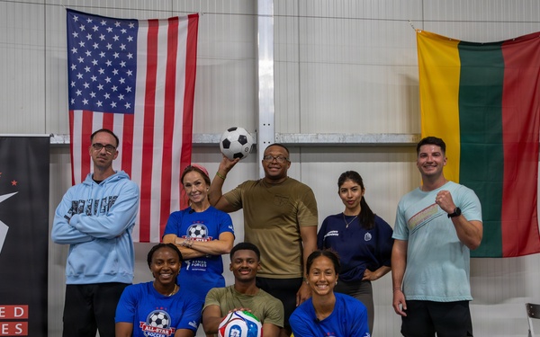 Soldiers attend soccer clinic held by professional players at Pabradė Training Area