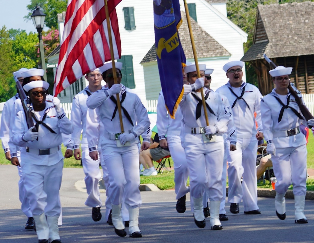 Sailors from Naval Weapons Station Yorktown march in annual 4th of July Parade