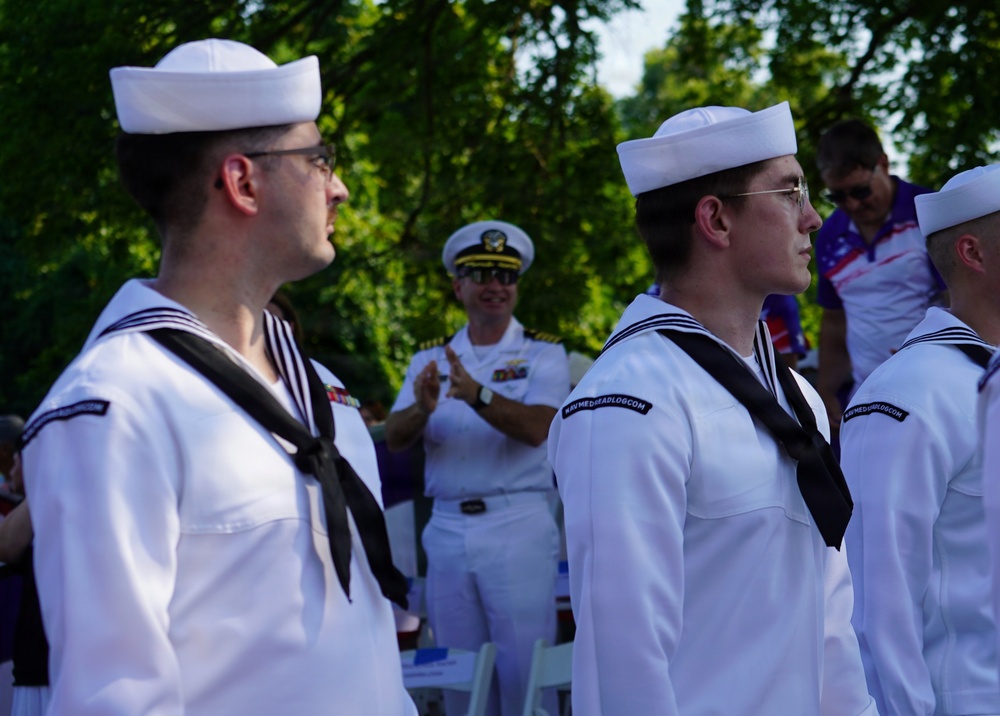 Sailors from Naval Weapons Station Yorktown march in annual 4th of July Parade