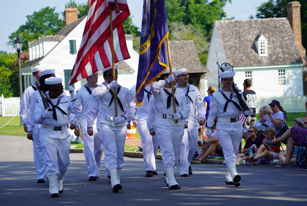 Sailors from Naval Weapons Station Yorktown march in annual 4th of July Parade