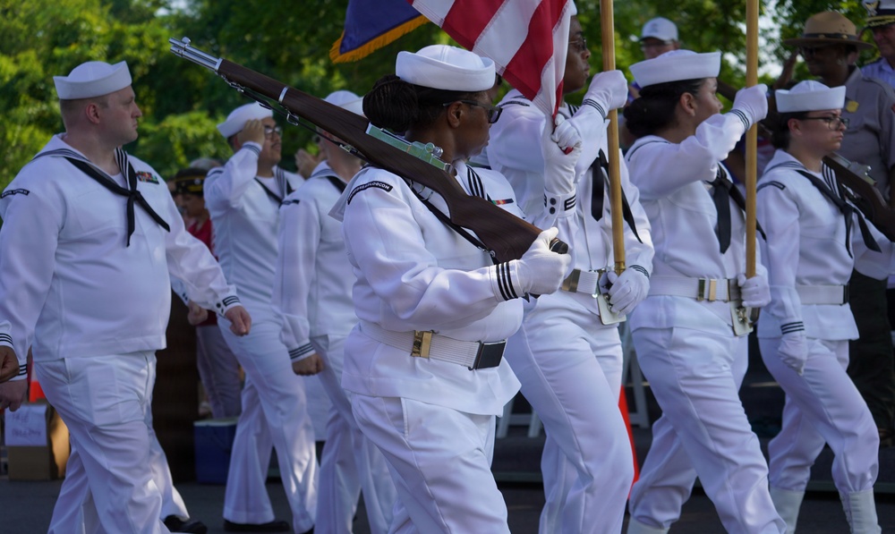 Sailors from Naval Weapons Station Yorktown march in annual 4th of July Parade