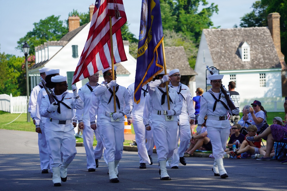 Sailors from Naval Weapons Station Yorktown march in annual 4th of July Parade