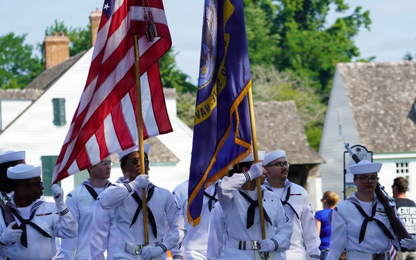Sailors from Naval Weapons Station Yorktown march in annual 4th of July Parade