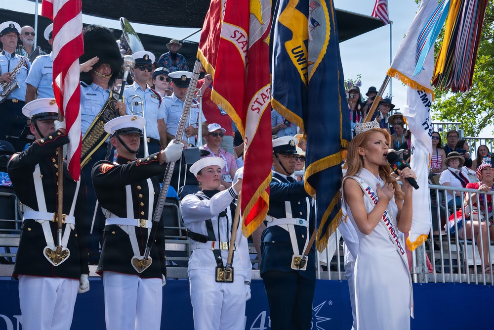 U.S. Coast Guard Band plays on Governor’s Island during Parade of Sail in New York