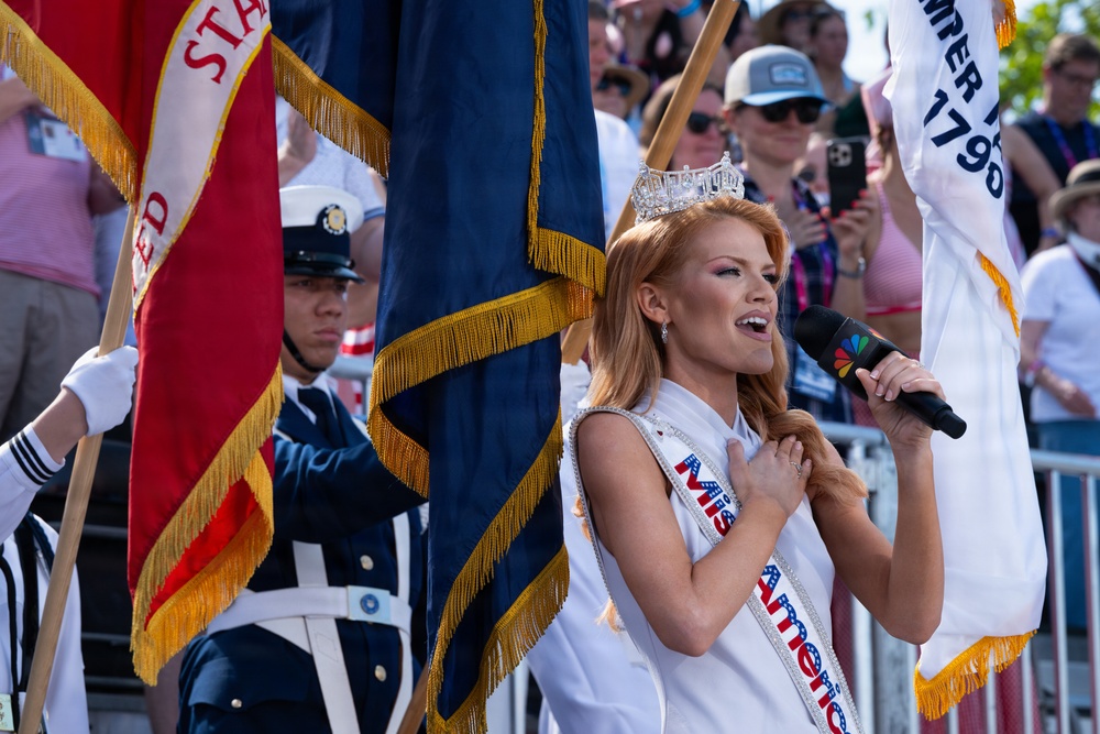 U.S. Coast Guard Band plays on Governor’s Island during Parade of Sail in New York