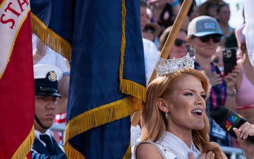 U.S. Coast Guard Band plays on Governor’s Island during Parade of Sail in New York