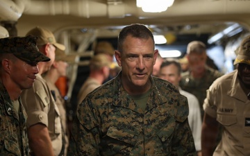 U.S. Marine Corps Gen. Francis L. Donovan, commander of U.S. Southern Command, is welcomed aboard the San Antonio-class amphibious transport dock ship USS Fort Lauderdale (LPD 28) in La Guaira, Venezuela, July 6, 2026.