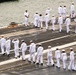 Nimitz Sailors Man The Rails as The Ship Pulls Out of New York