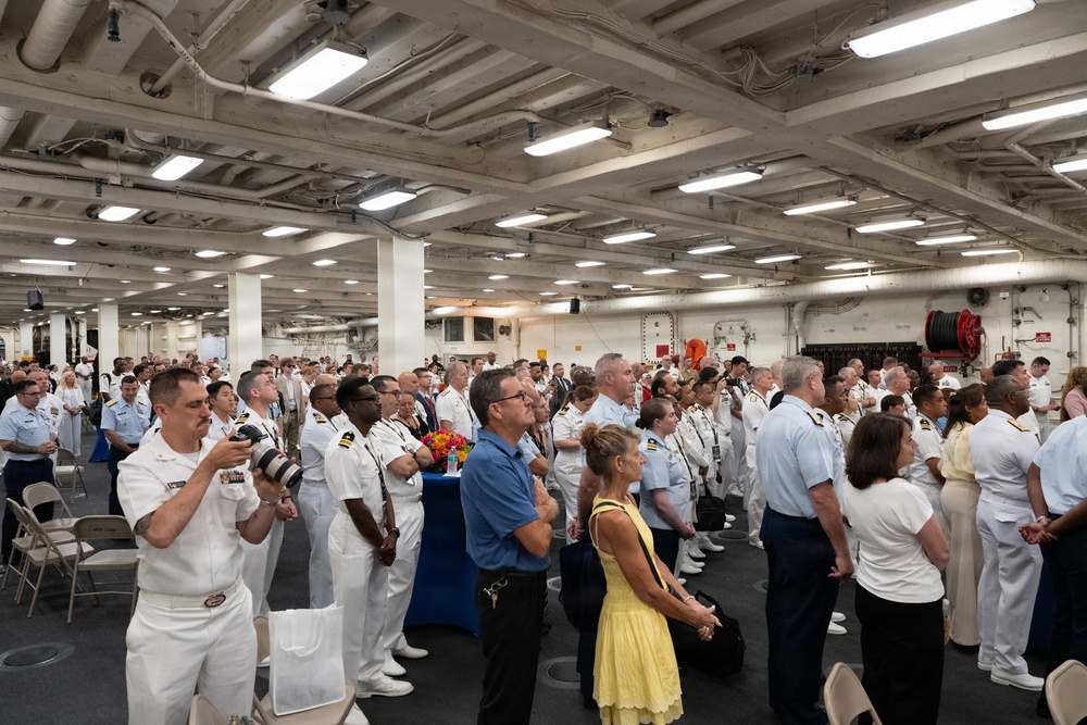 U.S. Navy Band Brass Quintet perform at the International Naval Review Closing Ceremony
