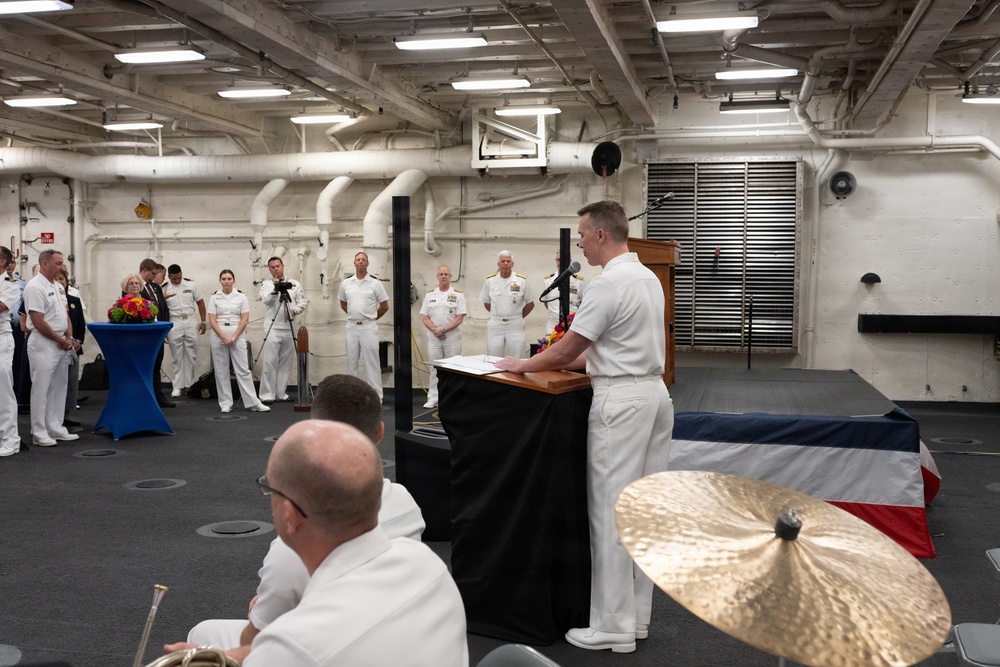 U.S. Navy Band Brass Quintet perform at the International Naval Review Closing Ceremony