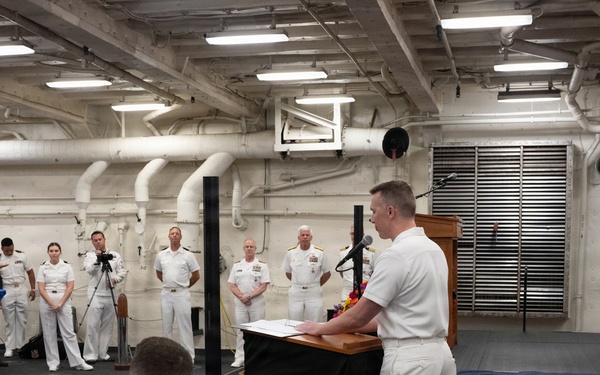 U.S. Navy Band Brass Quintet perform at the International Naval Review Closing Ceremony