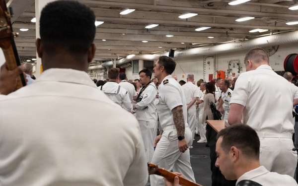 U.S. Navy Band Commodores Jazz Combo perform at the International Naval Review Closing Ceremony