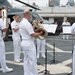 U.S. Navy Band Brass Quintet perform at the International Naval Review Closing Ceremony