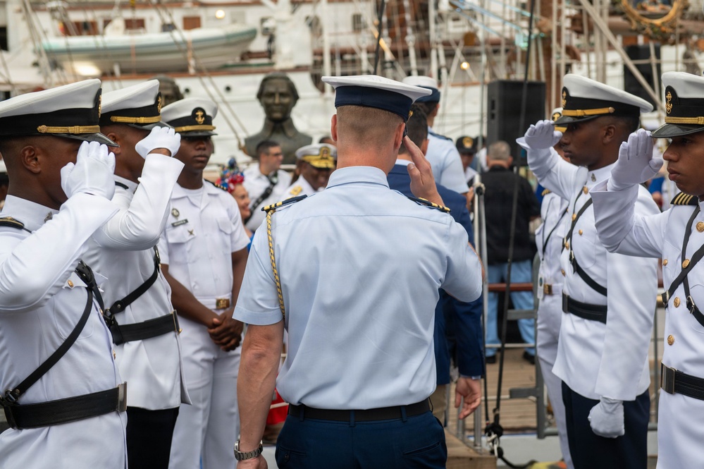 U.S. Coast Guard Vice Adm. Jo-Ann F. Burdian Meets with Dominican Republic Partners During SAIL250 Welcome Reception