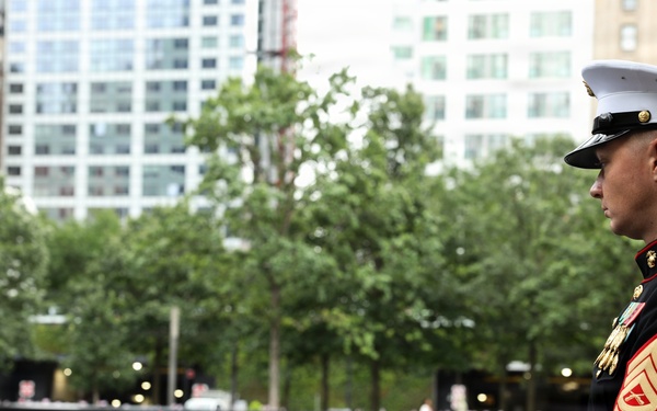 U.S. Marine Corps Silent Drill Platoon performs at 9/11 Memorial