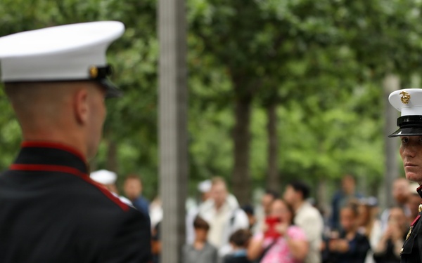 U.S. Marine Corps Silent Drill Platoon performs at 9/11 Memerial