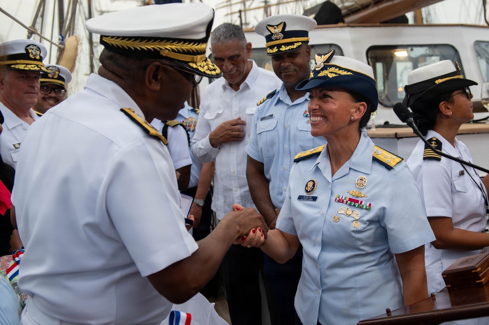 U.S. Coast Guard Vice Adm. Jo-Ann F. Burdian Meets with Dominican Republic Partners During SAIL250 Welcome Reception