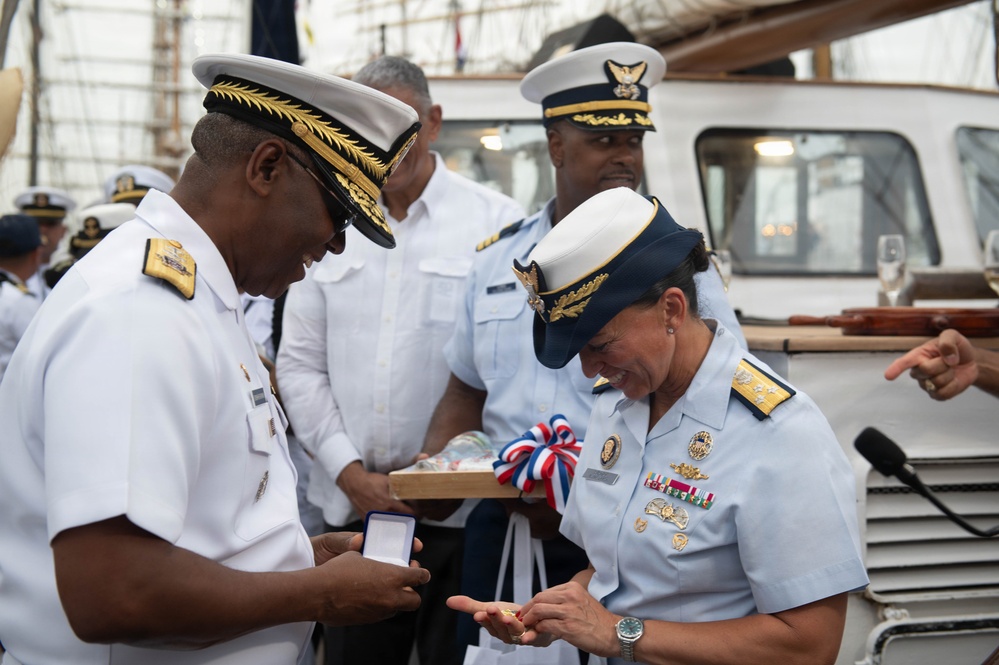 U.S. Coast Guard Vice Adm. Jo-Ann F. Burdian Meets with Dominican Republic Partners During SAIL250 Welcome Reception