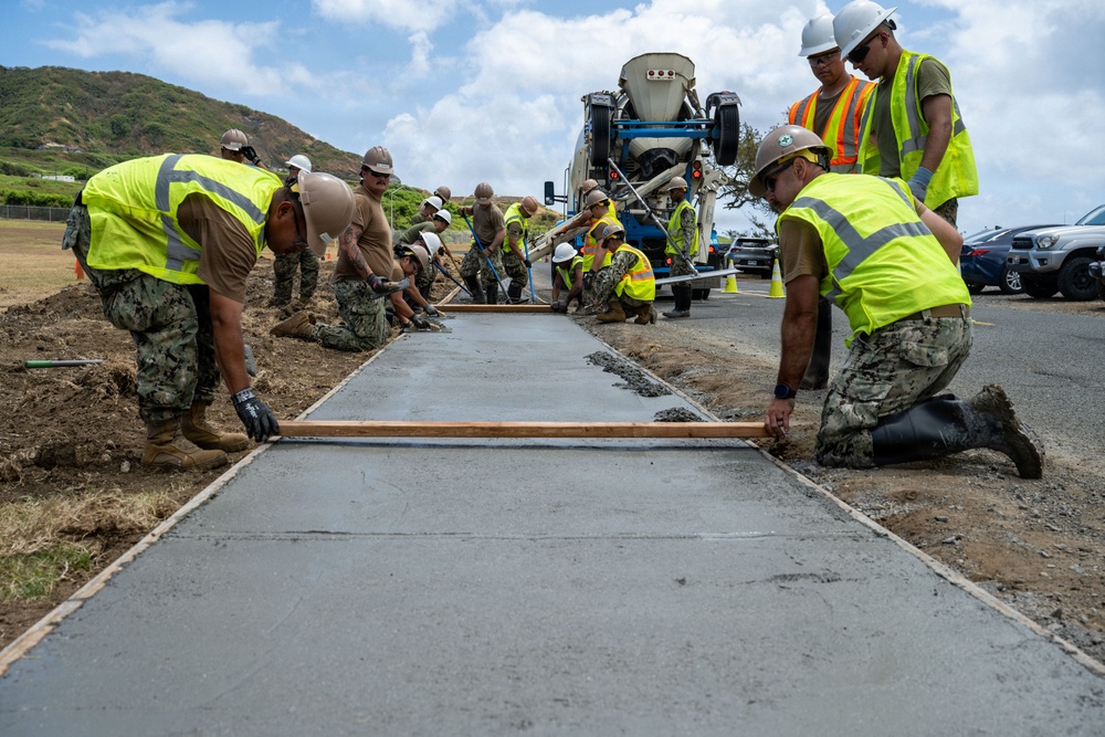 Seabees and Marines Continue Fort Hase Sidewalk Project During Rimpac 2026