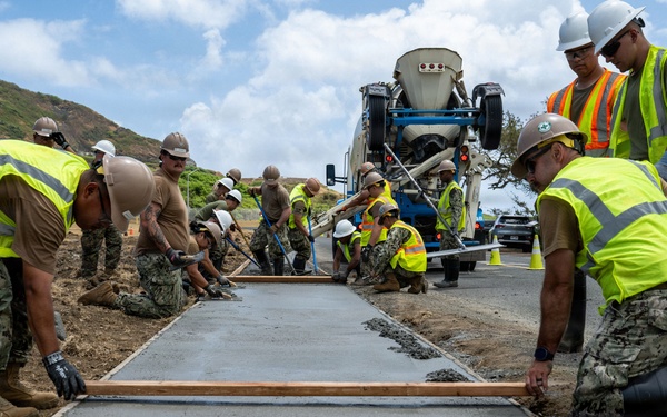 Seabees and Marines Continue Fort Hase Sidewalk Project During Rimpac 2026