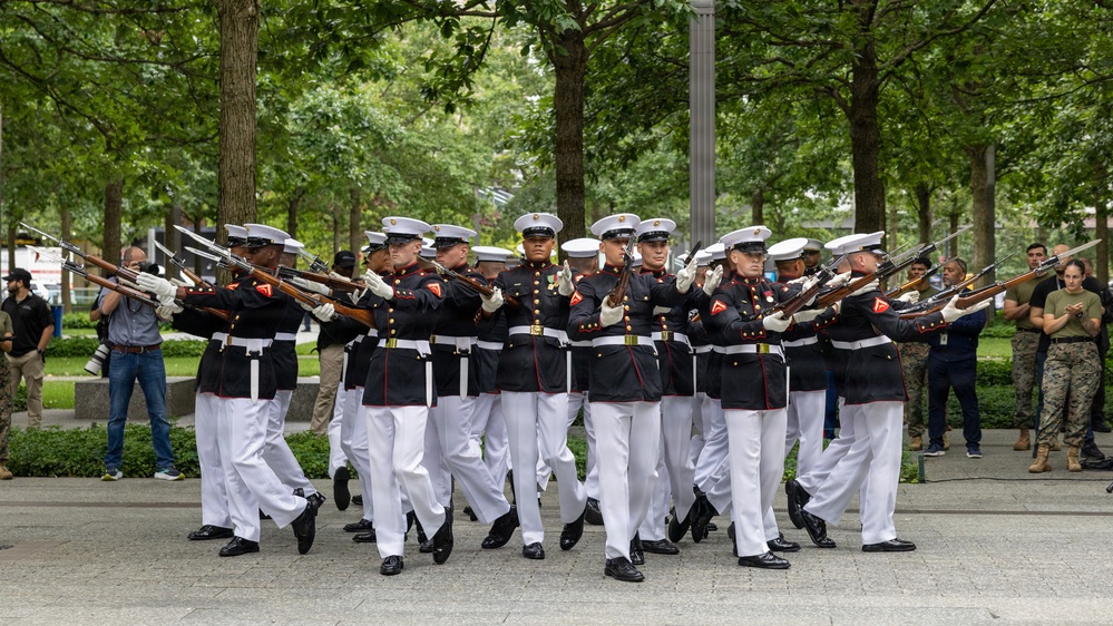 Marine Corps Silent Drill Platoon Performs at Ground Zero