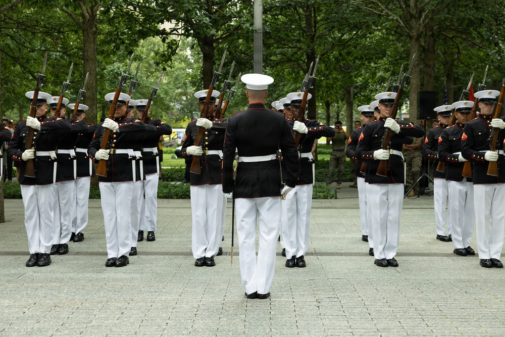 Marine Corps Silent Drill Platoon Performs at Ground Zero