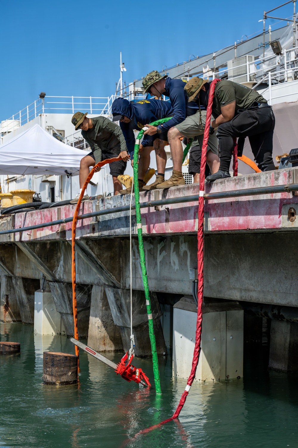 Navy Seabees and Republic of Korea Divers conduct joint Pier repairs during RIMPAC 2026