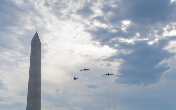 U.S. Air Force Stealth Bombers Fly over the Washington Monument during America 250