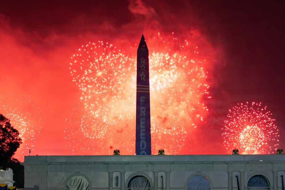 Fireworks fill the skies over Washington, D.C. during America 250