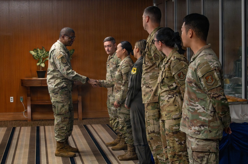 TRANSCOM commander visits Kadena, engages with Airmen