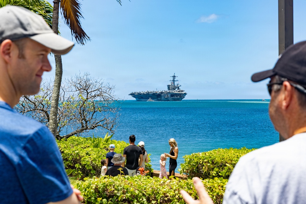 U.S.S. Theodore Roosevelt departs Pearl Harbor during RIMPAC 2026
