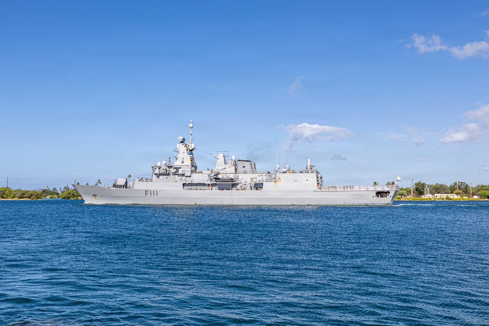 HMNZS Te Mana departs Pearl Harbor to begin RIMPAC 2026 sea phase