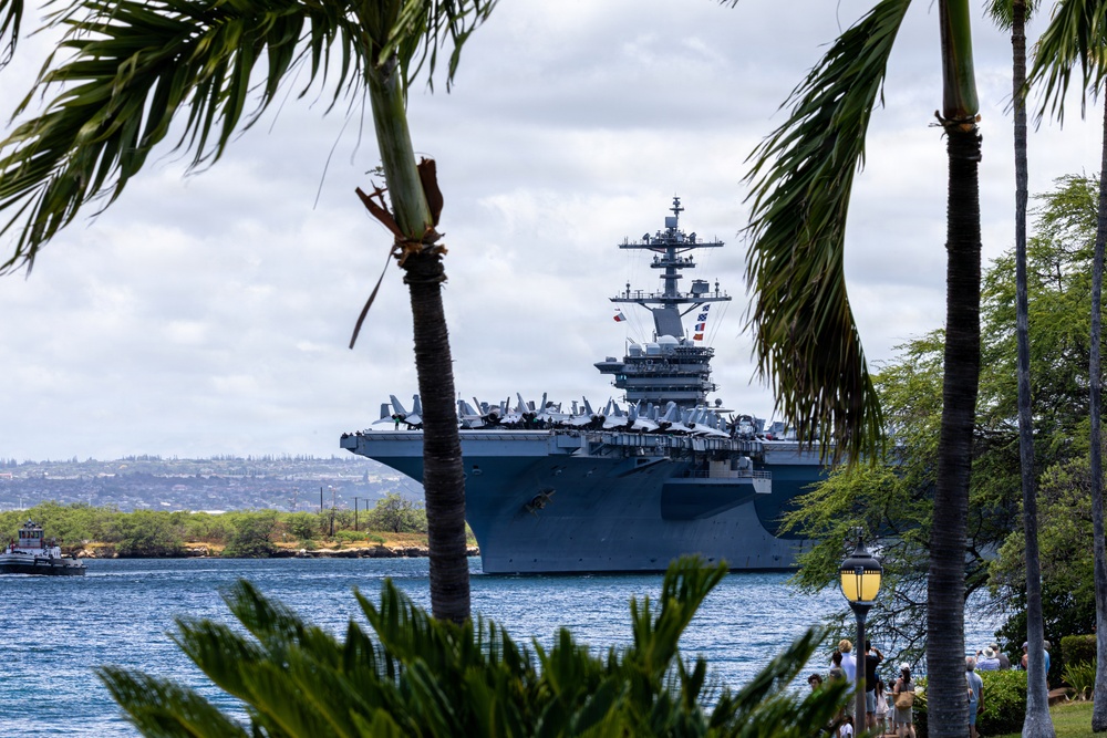 USS Theodore Roosevelt departs Pearl Harbor to begin RIMPAC 2026 sea phase