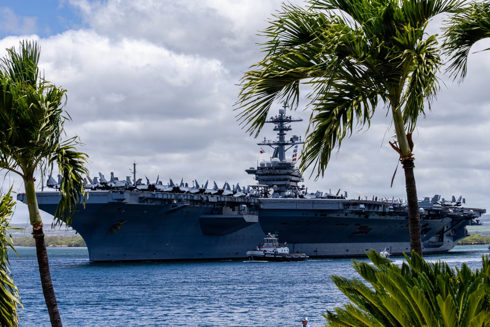 USS Theodore Roosevelt departs Pearl Harbor to begin RIMPAC 2026 sea phase