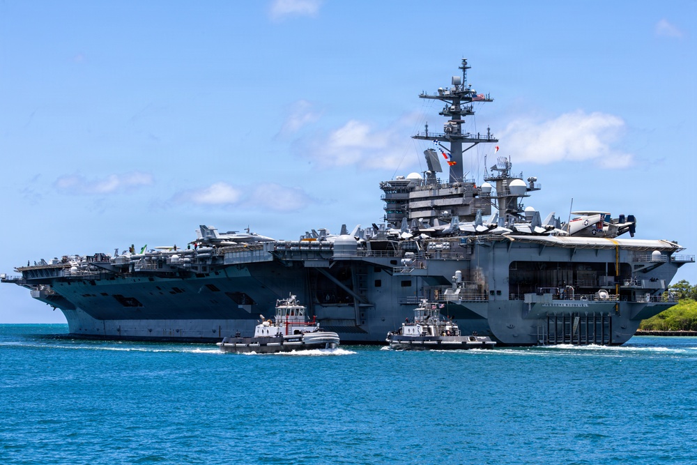 USS Theodore Roosevelt departs Pearl Harbor to begin RIMPAC 2026 sea phase