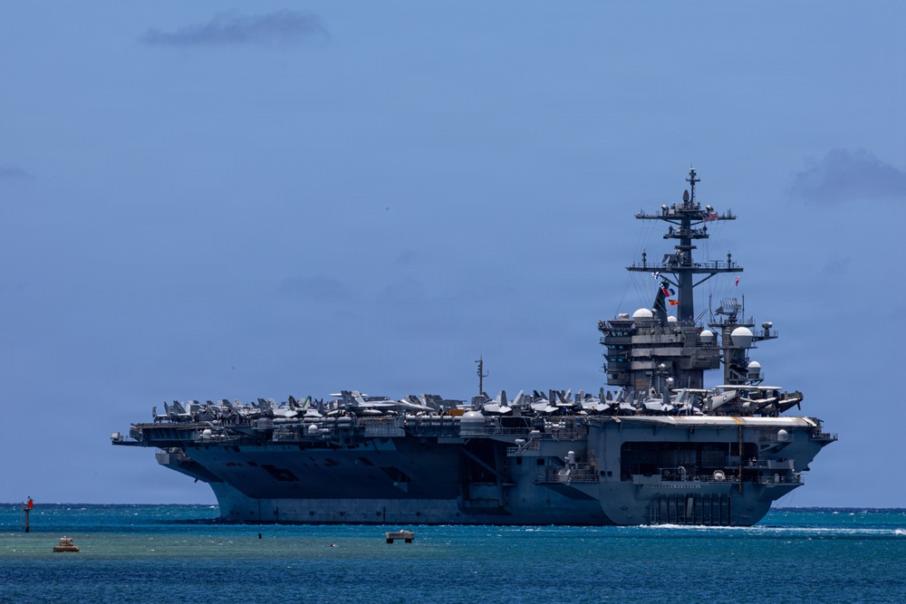 USS Theodore Roosevelt departs Pearl Harbor to begin RIMPAC 2026 sea phase