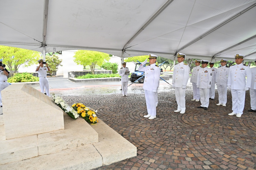 JMSDF personnel visit the National Memorial Cemetery of the Pacific during RIMPAC 2026