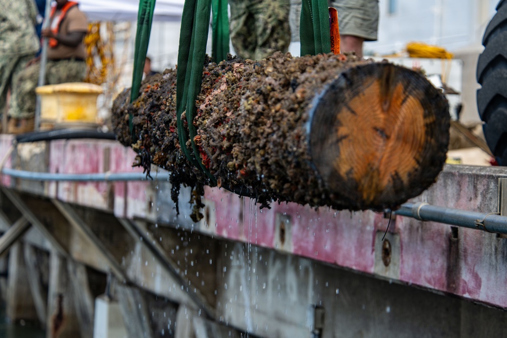 UCT 2 and NMCB 3 WCC conduct pier repairs at Joint Base Pearl Harbor-Hickam
