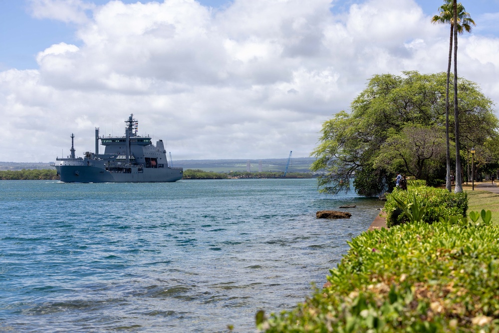HMNZS Aotearoa (A11) departs Pearl Harbor to begin RIMPAC 2026 sea phase