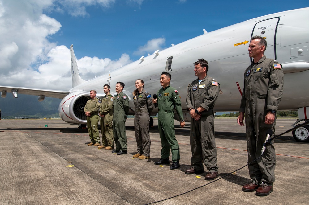 Maritime Patrol and Reconnaissance Aircraft component of Combined Task Force 172 participate in media availability for RIMPAC 2026