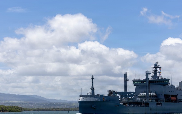 HMNZS Aotearoa (A11) departs Pearl Harbor to begin RIMPAC 2026 sea phase
