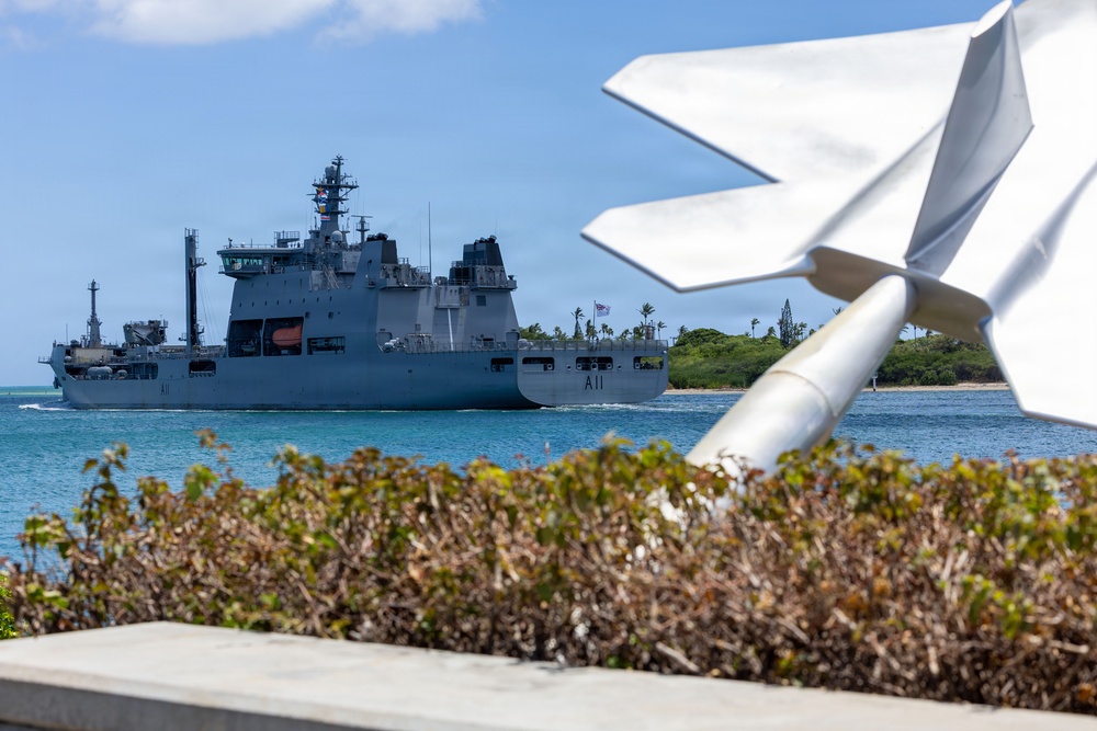 HMNZS Aotearoa (A11) departs Pearl Harbor to begin RIMPAC 2026 sea phase