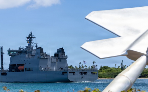 HMNZS Aotearoa (A11) departs Pearl Harbor to begin RIMPAC 2026 sea phase