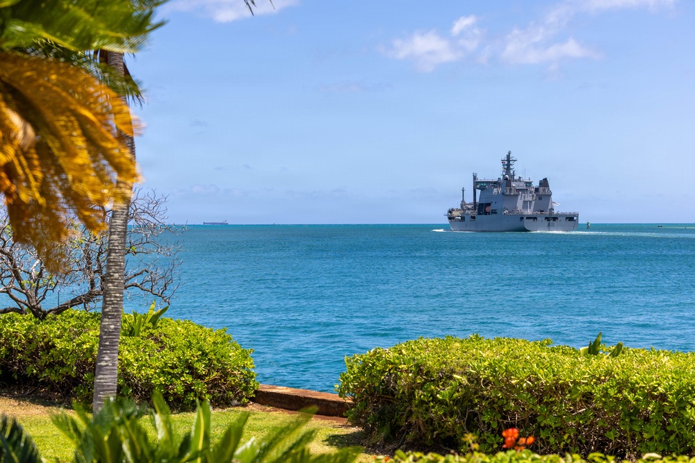 HMNZS Aotearoa (A11) departs Pearl Harbor to begin RIMPAC 2026 sea phase