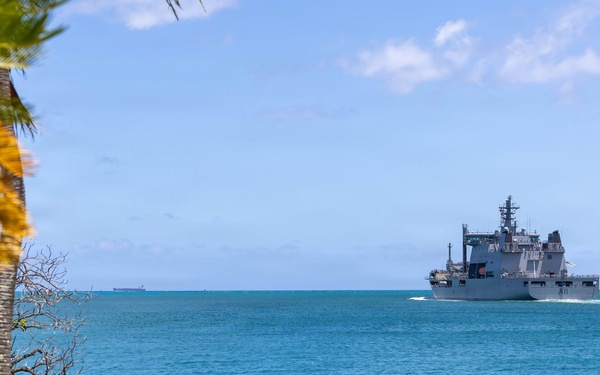 HMNZS Aotearoa (A11) departs Pearl Harbor to begin RIMPAC 2026 sea phase