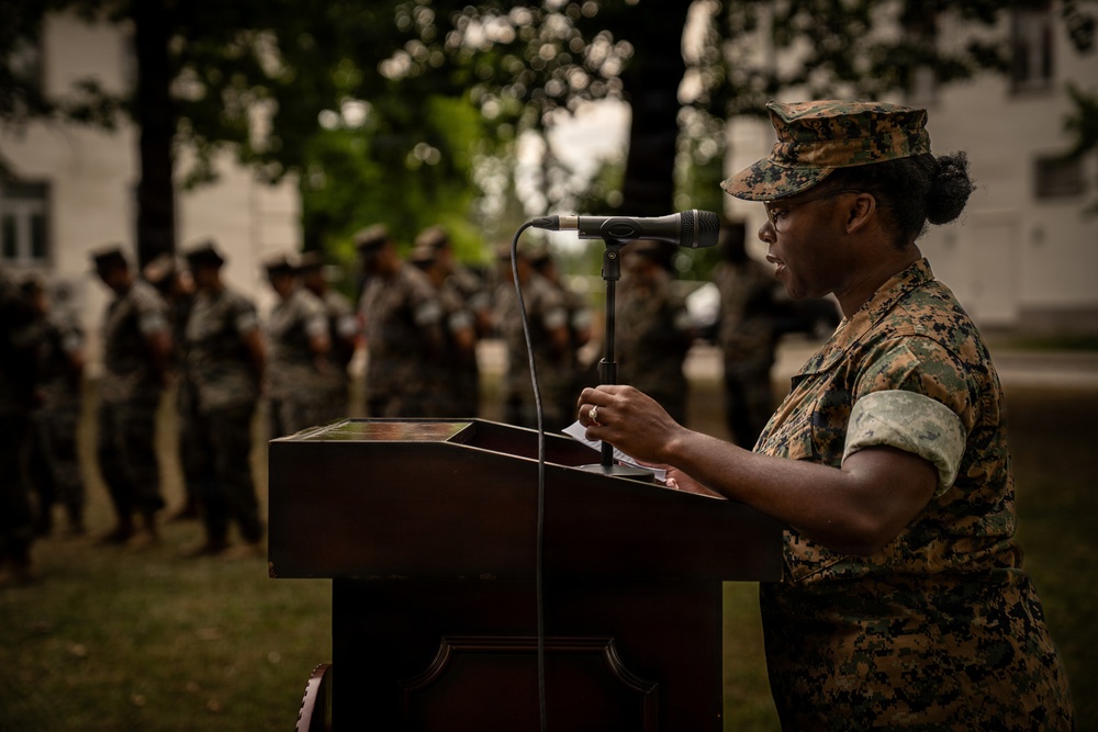 U.S. Marine Corps Forces, Europe and Africa conducts Headquarters Company change of command ceremony in Germany