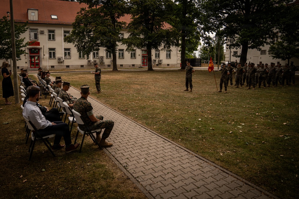U.S. Marine Corps Forces, Europe and Africa conducts Headquarters Company change of command ceremony in Germany