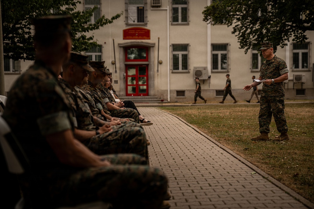 U.S. Marine Corps Forces, Europe and Africa conducts Headquarters Company change of command ceremony in Germany